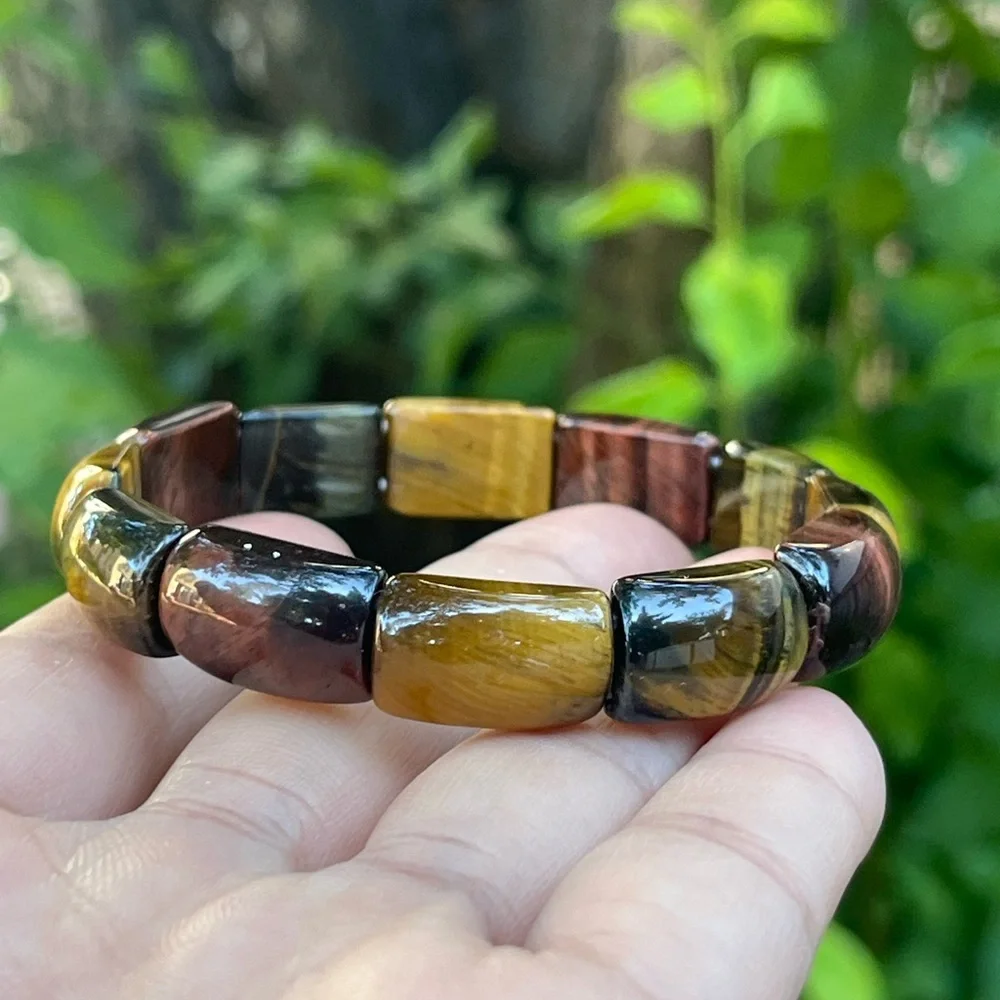 10.5mm stretchable rainbow tiger eye soft‎ bangle